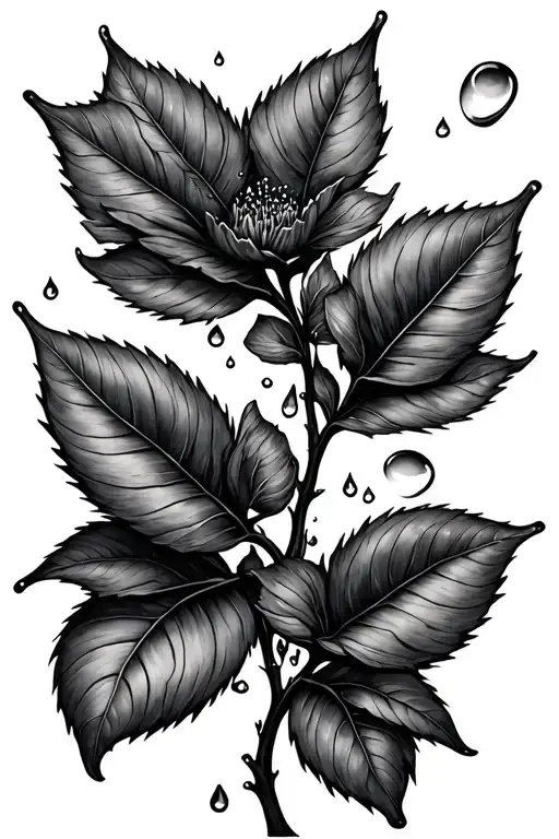 Verba twig with drops of water tattoo design idea