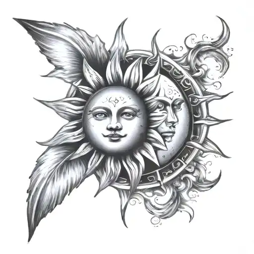 sun and moon tattoo design idea