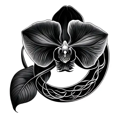 black orchid ouroboros symbol tattoo design idea