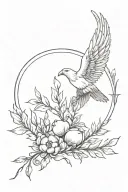 Icarus falling from the sun; laurel wreath; "memento mori"; "memento vivere" tattoo design idea