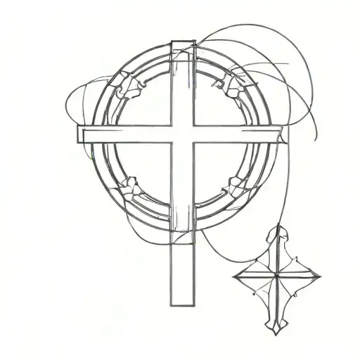 cross surrounded with 5/2/1975 in Roman numerals tattoo design idea