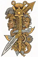 African sword tattoo design idea