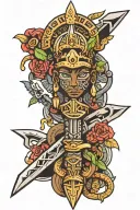 African sword tattoo design idea