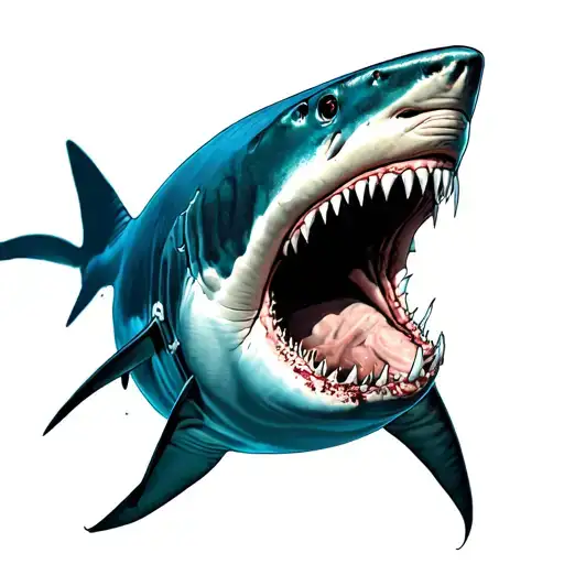 Scuba diver being eaten by shark tattoo design idea