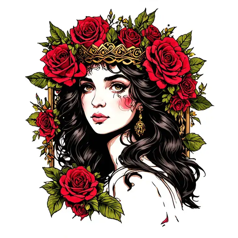 "Gianna Lucia" Rose Crown tattoo design idea