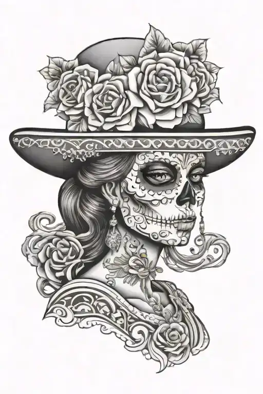 the catrina mexican woman tattoo design idea