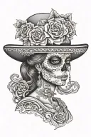 the catrina mexican woman tattoo design idea