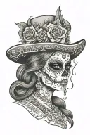 the catrina mexican woman tattoo design idea