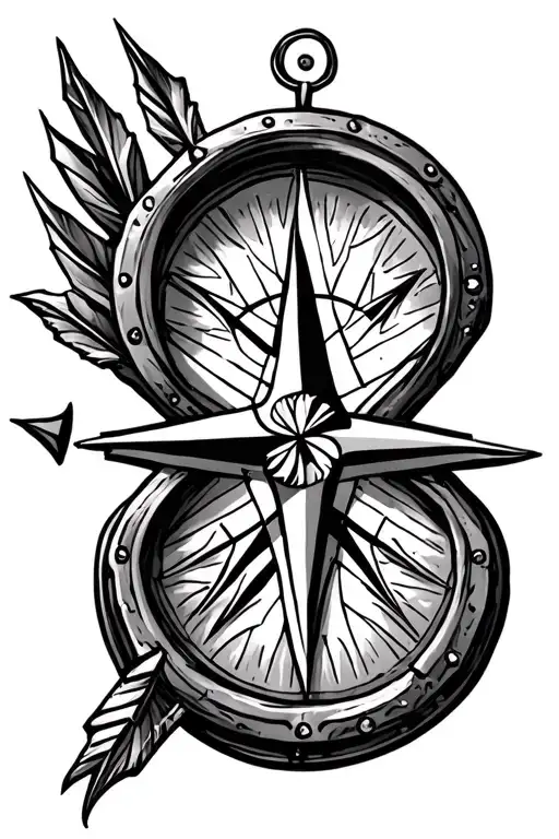 compass rose with arrows tattoo design idea