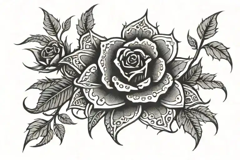 amount of tiny black roses wrapped around the sleeve with it's thorny stalk tattoo design idea
