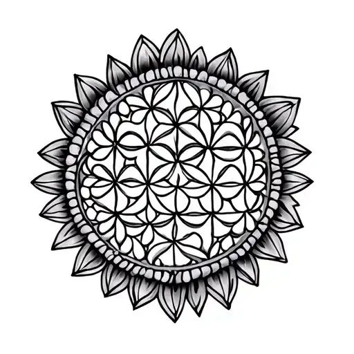 psychedelic flower of life tattoo design idea