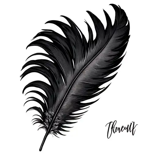 red tailed black cockatoo feather simple lines with small colour tattoo design idea