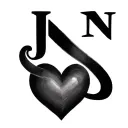 heart with infinity 3 letters J N J tattoo design idea