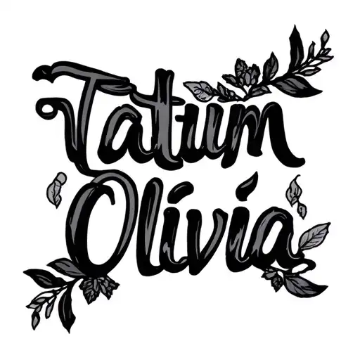 "Tatum Olivia" cursive tattoo design idea