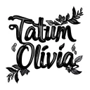 "Tatum Olivia" cursive tattoo design idea