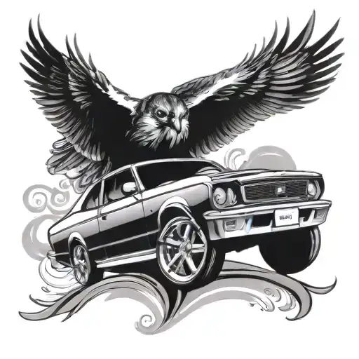 ford falcon car racing tattoo design idea