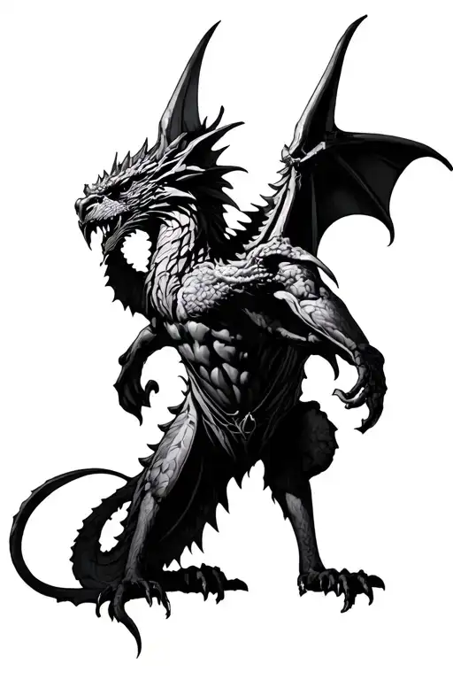 gothic architecture patterns into a gargoyle tattoo design idea