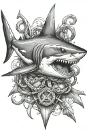 shark with anchor tattoo design idea