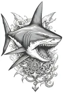 shark with anchor tattoo design idea