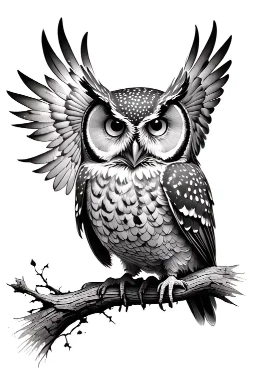 owl with broken wing spreadto shelter babies tattoo design idea