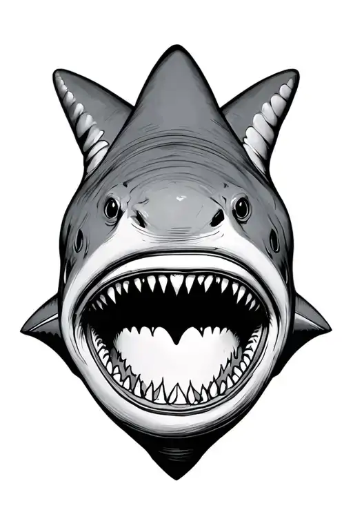 shark face that fits on top of hand tattoo design idea