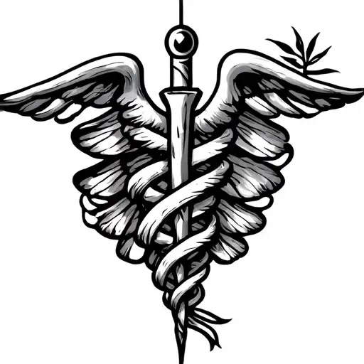 Asclepius medicine rod tattoo design idea