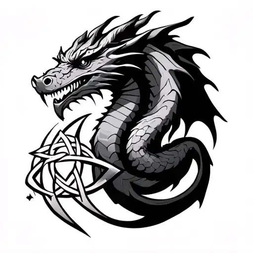 nordic dragon wirh celtic triquetra in its claws stuck tattoo design idea