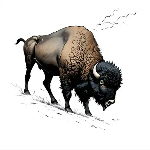 tornado storm bison tattoo design idea