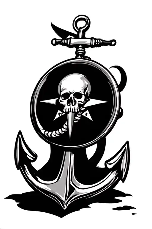 pirates compass with anchor tattoo tattoo design idea