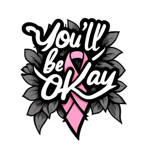 "You'll be okay " breast cancer ribbon intertwined tattoo design idea