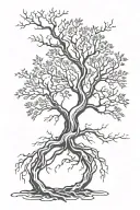 a tree with its roots in hell and top in heaven tattoo design idea