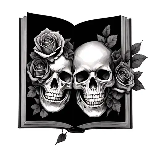 skulls roses open book rip tattoo tattoo design idea