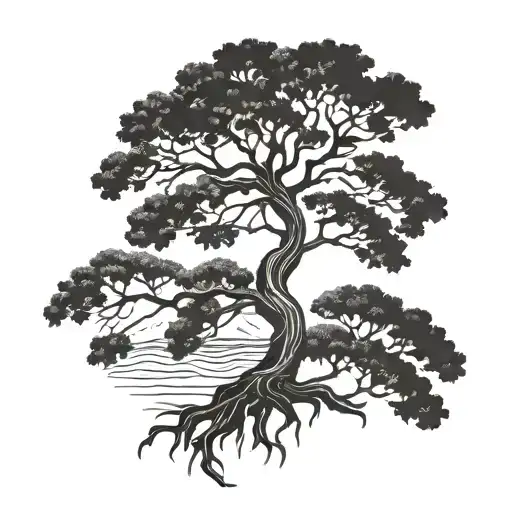 koa tree silhouette tattoo design idea