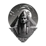 Egyptian theme, pyramids sun moon tattoo design idea