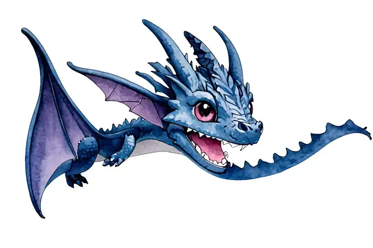 toothless dragon loving cute flying tattoo design idea