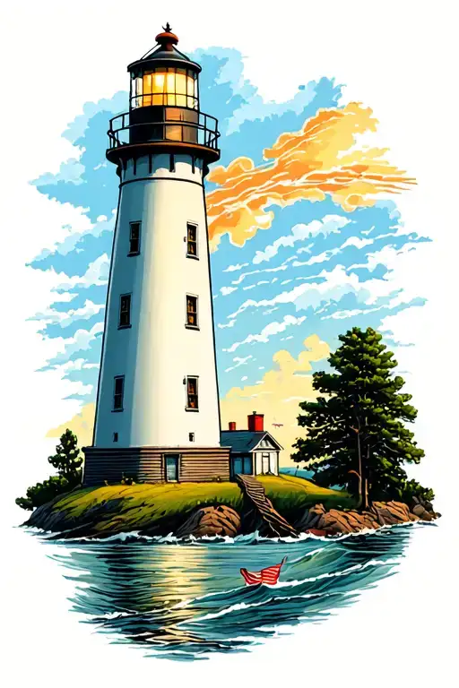 Michigan lighthouse tattoo design idea