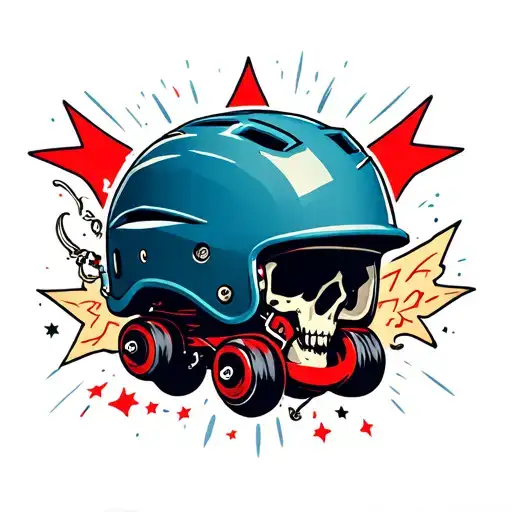 roller derby helmet engulfed tattoo design idea