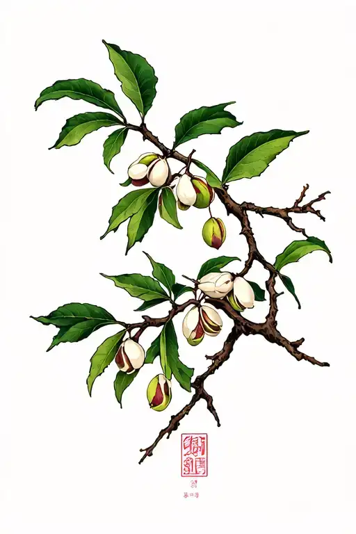 pistachio tree branches tattoo design idea