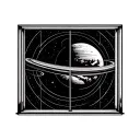 orbiting planets through a window tattoo design idea