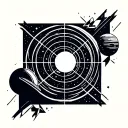 orbiting planets through a window tattoo design idea