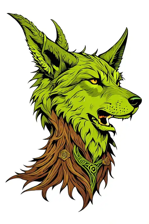 Viking tree of life with Norse wolf head tattoo design idea