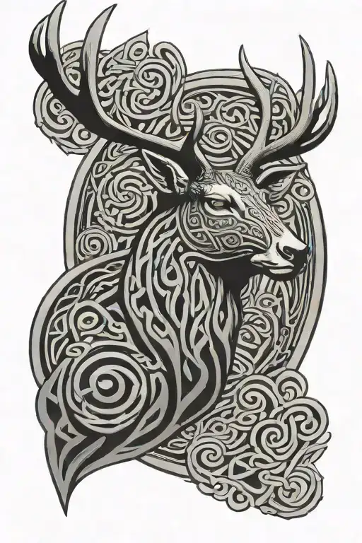 Celtic stag newgrange spiral tattoo design idea