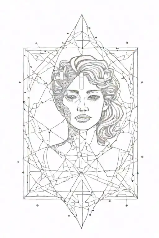 Simple. Female symbol and omega verse female Alpha. pointillism and geometric tattoo design idea