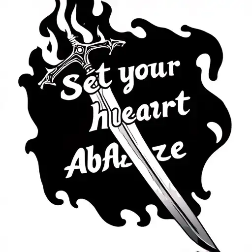 "Set your heart ablaze" Flame sword tattoo design idea