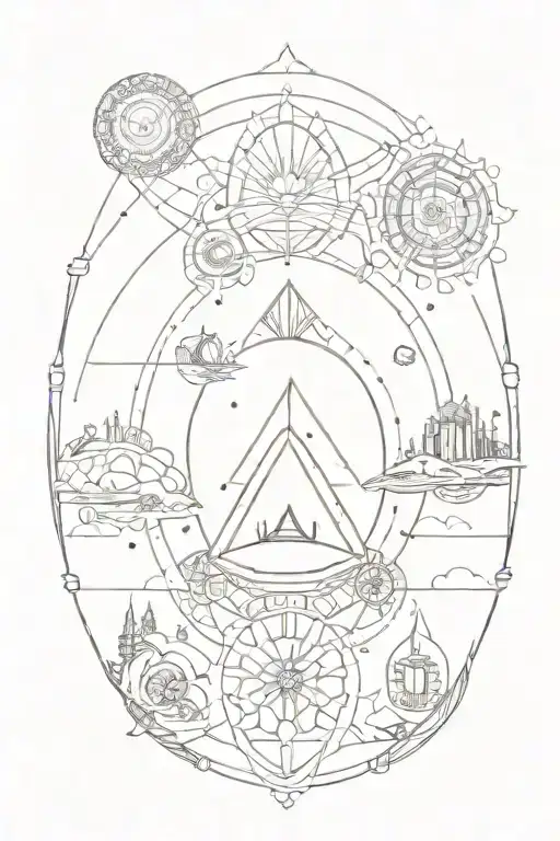 mandala sci fi scene tattoo design idea