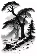 Lord of the rings forest transitioning to stormy winter scene from game of thrones  tattoo design idea