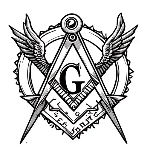 Freemason square and compass tattoo design idea