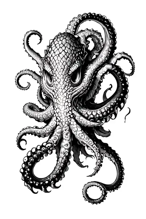 kraken attacking tattoo design idea