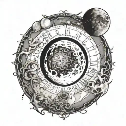 gothic moon and moon phases tattoo design idea