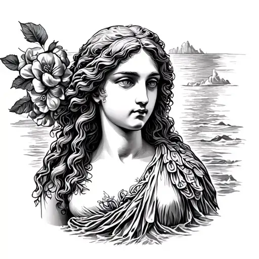 birth of venus greek goddes tattoo design idea